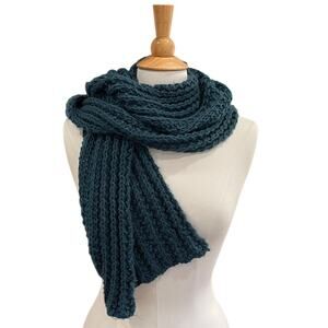Dark Blue Hand Knit Scarf